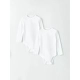 Lcw Baby Beyaz Bisiklet Yaka Kız Bebek Çıtçıtlı Bodysuit 2'Li
