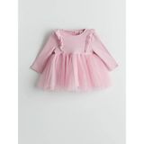 Lcw Baby Bisiklet Yaka Tütülü Kız Bebek Elbise (W5) - Pink - Dropsuz - 1 - 1,5 Yaş