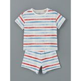 Lcw Baby Çizgili Şortlu Erkek Bebek Şortlu Pijama Takım - Ekru - Dropsuz - 3 - 6 Ay
