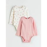 Lcw Baby Ekru Baskılı Kız Uzun Kollu Bebek Çıtçıtlı Body 2'Li