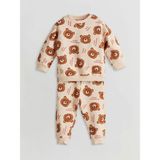 Lcw Baby Ekru Bisiklet Uzun Kollu Baskılı Erkek Bebek Sweatshirt ve Eşofman Alt 2'li Takım