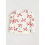 Lcw Baby Ekru Bisiklet Yaka Desenli Kız Bebek Sweatshirt