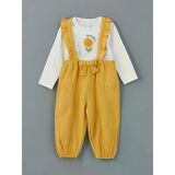 Lcw Baby Ekru Bisiklet Yaka Kız Bebek Bluz Ve Askılı Pantolon 2'Li