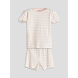 Lcw Baby Ekru Çizgili Kız Bebek Şortlu Pijama Takım