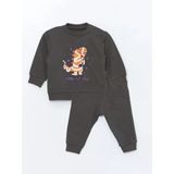 Lcw Baby Gri H12 Bisiklet Yaka Uzun Kollu Basic Erkek Bebek Sweatshirt Ve Eşofman Alt 2'Li