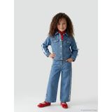 Lcw Baby İndigo Regular Fit Yanları Şeritli Kız Çocuk Jean Pantolon
