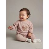Lcw Baby Kahverengi Çiçek Baskılı Fırfırlı Kız Bebek Sweatshirt Ve Eşofman Altı