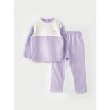 Lcw Baby Lila Bisiklet Yaka Uzun Kollu Baskılı Kız Bebek Sweatshirt ve Eşofman Alt 2'li Takım