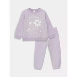 Lcw Baby Lila Bisiklet Yaka Uzun Kollu Kız Bebek Sweatshirt Ve Pantolon 2'Li Takım