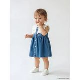 Lcw Baby Mavi Bebe Yaka Nakışlı Kız Bebek Jean Elbise