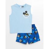 Lcw Baby Mavi Bisiklet Yaka Kolsuz Mickey Mouse Baskılı Erkek Bebek Atlet ve Deniz Şortu 2'li Takım - 6 - 7 Yaş