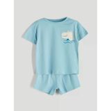 Lcw Baby Mavi Dinozor Baskılı Erkek Bebek Pijama Takım