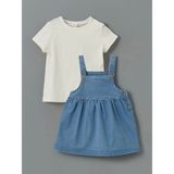 Lcw Baby Mavi Kız Bebek Jean Elbise ve Bluz 2'li