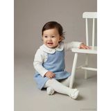 LCW baby Mavi Nakışlı Kız Bebek Salopet Elbise ve Bluz
