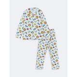 Lcw Baby Mavi Polo Yaka Baskılı Erkek Bebek Pijama Takımı
