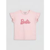 Lcw Baby Pembe Bisiklet Yaka Barbie Baskılı Kız Çocuk Tişört