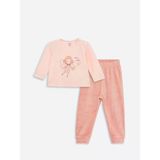Lcw Baby Pembe Bisiklet Yaka Kadife Kız Bebek Pijama Takımı