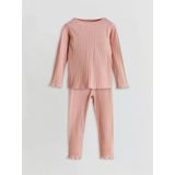 Lcw Baby Pembe Bisiklet Yaka Uzun Kollu Basic Kız Bebek Pijama Takımı