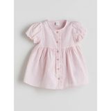 Lcw Baby Pembe Çizgili Kız Bebek Gabardin Elbise