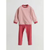 Lcw Baby Pembe Çizgili Kız Bebek Sweatshirt ve Tayt 2'li