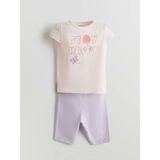 Lcw Baby Pembe Kız Bebek Baskılı Tişört ve Kapri Tayt 2'li