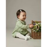 LCW baby Yeşil Bebe Yaka Çiçekli Müslin Kız Bebek Elbise