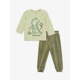 Lcw Baby Yeşil Bisiklet Yaka Kadife Kız Bebek Pijama Takım