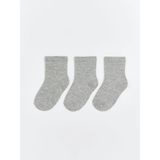 Lcw Basic Erkek Çocuk Soket Çorap 3'lü (W5) - 8 - Gri Melanj
