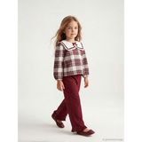 Lcw Bordo Bebe Yaka Ekose Kız Çocuk Bluz ve Pantolon - 1 - 2 Yaş
