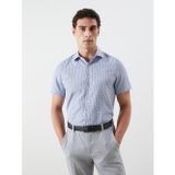 Lcw Busıness Mavi Regular Fit Kısa Kollu Ekose Poplin Erkek Gömlek