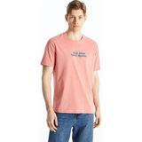 Lcw Casual Mercan Bisiklet Yaka Kısa Kollu Baskılı Penye Erkek Tişört - XS - Coral