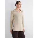 Lcw Comfort Bej Polo Yaka Parlak Görünümlü Bluz