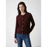 Lcw Comfort Bordo Saç Örgüsü Desenli Kadın Triko Hırka