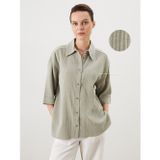 Lcw Comfort Haki Oversize Dokulu Kadın Gömlek