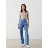 Lcw Comfort İndigo Beli Lastikli Straight Fit Taşlı Kadın Jean Pantolon