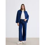 Lcw Comfort İndigo Beli Lastikli Wideleg Kadın Jean Pantolon