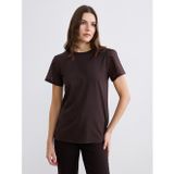 Lcw Comfort Kahverengi Bisiklet Yaka Brode Detaylı Bluz