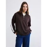 Lcw Comfort Kahverengi Dik Yaka Soft Touch Kadın Sweatshirt