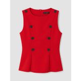 Lcw Comfort Kırmızı Bisiklet Yaka Süs Düğmeli Peplum Bluz
