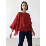 Lcw Comfort Kırmızı Yarasa Kol Asimetrik Kesim Katkat Bluz