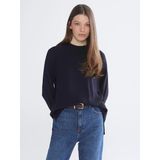 Lcw Comfort Lacivert Bisiklet Yaka Oversize Kadın Triko Kazak