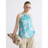 Lcw Comfort Mavi Halter Yaka Desenli Bluz