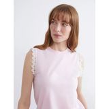 Lcw Comfort Pembe Bisiklet Yaka Dantel Detaylı Bluz