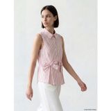 Lcw Comfort Pembe Gömlek Yaka Çizgili Fiyonklu Bluz