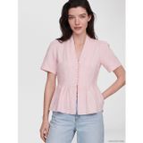 Lcw Comfort Pembe V Yaka %100 Pamuklu Peplum Bluz