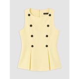 Lcw Comfort Sarı Bisiklet Yaka Süs Düğmeli Peplum Bluz