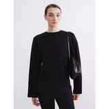 Lcw Comfort Siyah Bisiklet Yaka Crop Kadın Triko Kazak