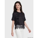 Lcw Comfort Siyah Bisiklet Yaka Dantel Detaylı Poplin Bluz