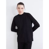Lcw Comfort Siyah Bisiklet Yaka Oversize Kadın Triko Kazak