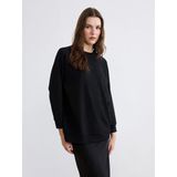Lcw Comfort Siyah Bisiklet Yaka Taşlı Kadın Sweatshirt